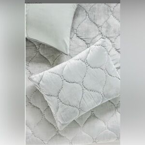 Anthropologie Claire Cotton Velvet Satin STANDARD SHAMS (set of 2) ~Smoke NEW